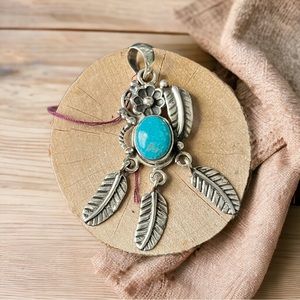 Sterling Silver Southwestern Blue Turquoise Pendant